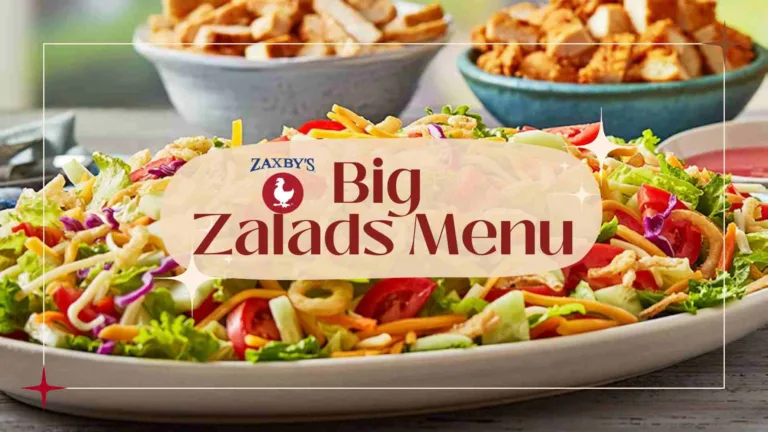 Zaxbys Big Zalads Menu with prices