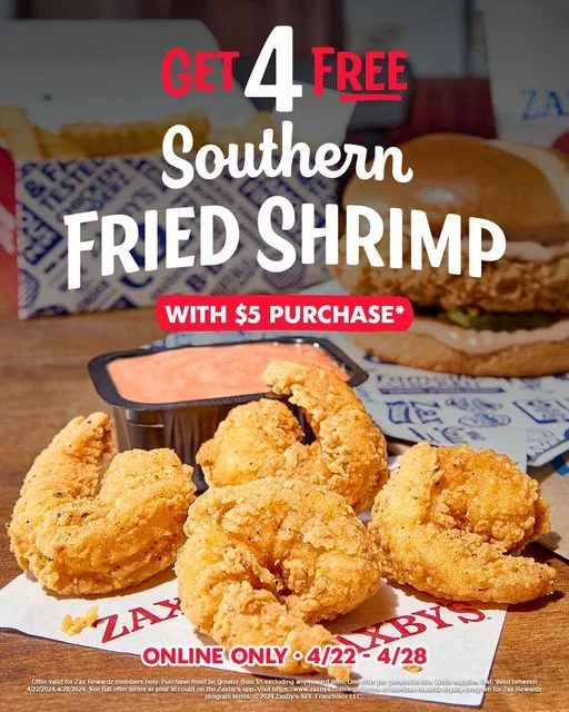 Free Zaxbys Southern Fried Shrimp side item