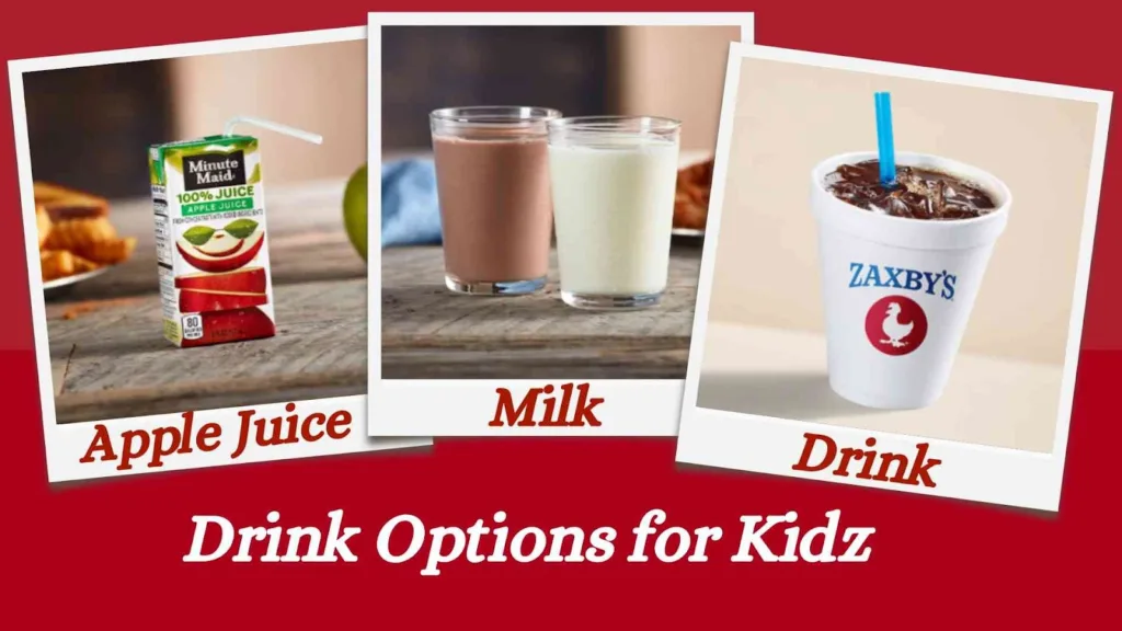 Drink options in Zax Kidz Meal Menu