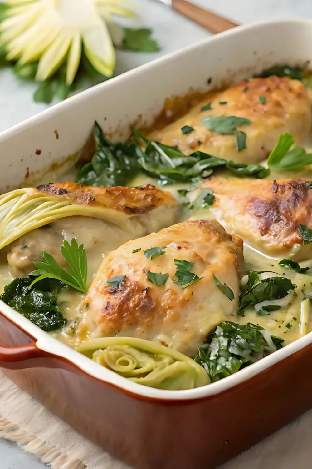 Spinach Artichoke Chicken Bake